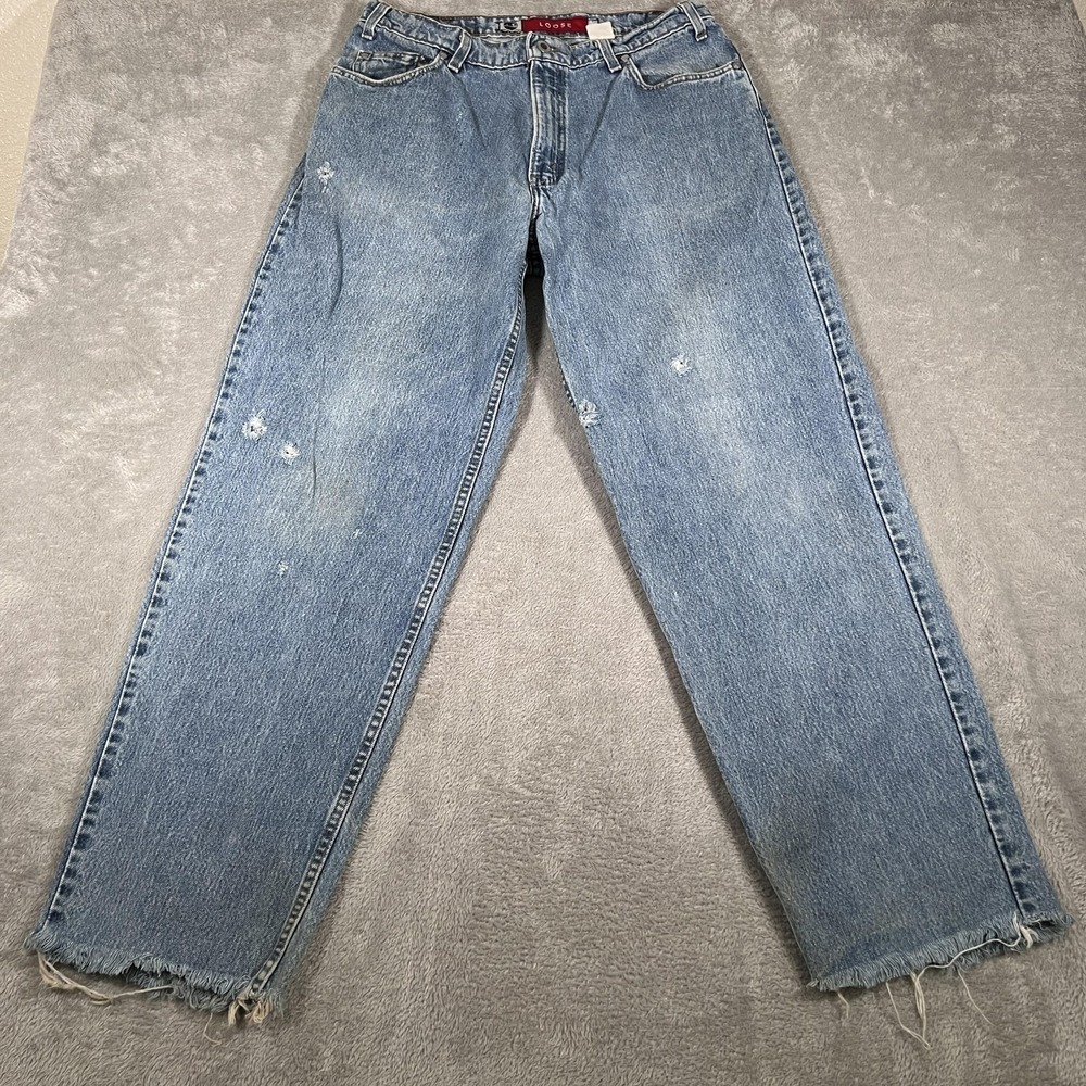Vintage Levis SilverTab Loose Jeans Mens 34x31 Blue Distressed Frayed Hem 90s